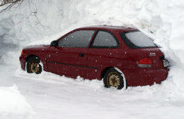 Car stuck in snow